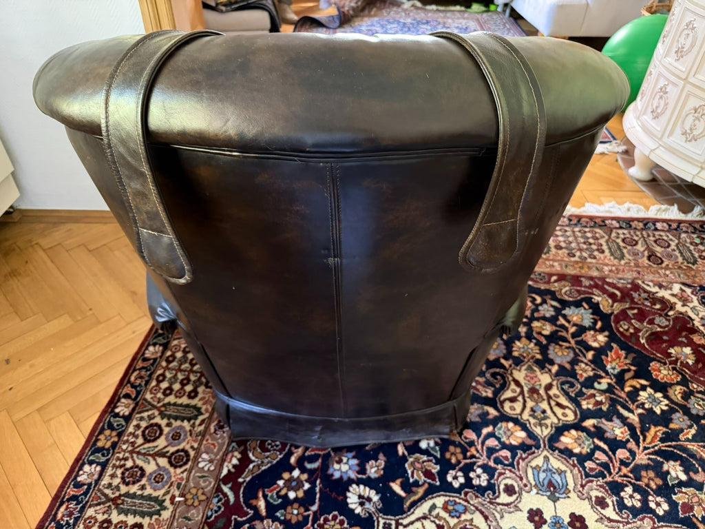 Vintage Ledersessel Sessel massiv aus Leder auf Rollen