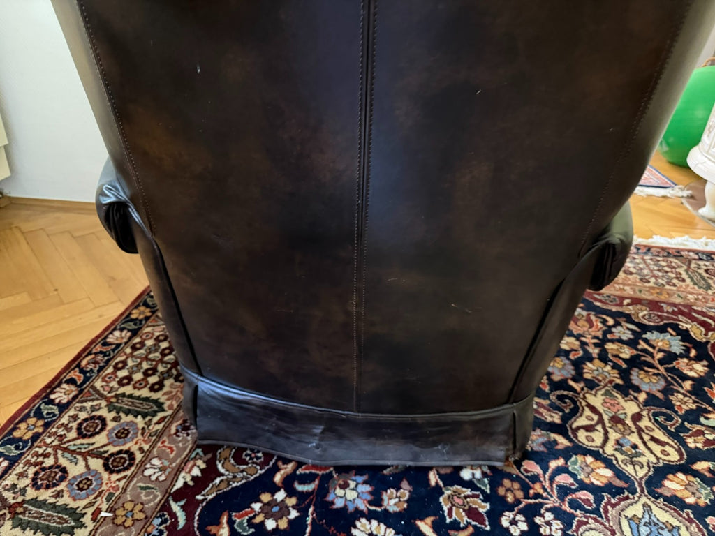 Vintage Ledersessel Sessel massiv aus Leder auf Rollen
