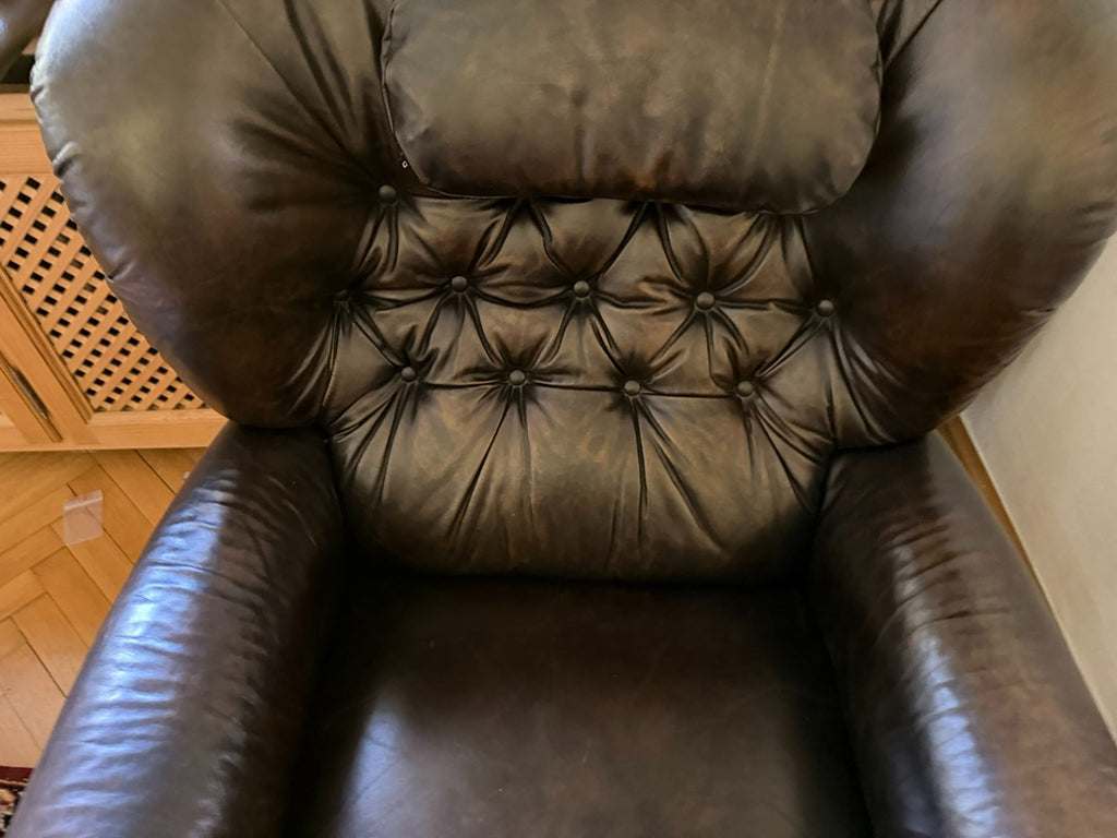 Vintage Ledersessel Sessel massiv aus Leder auf Rollen