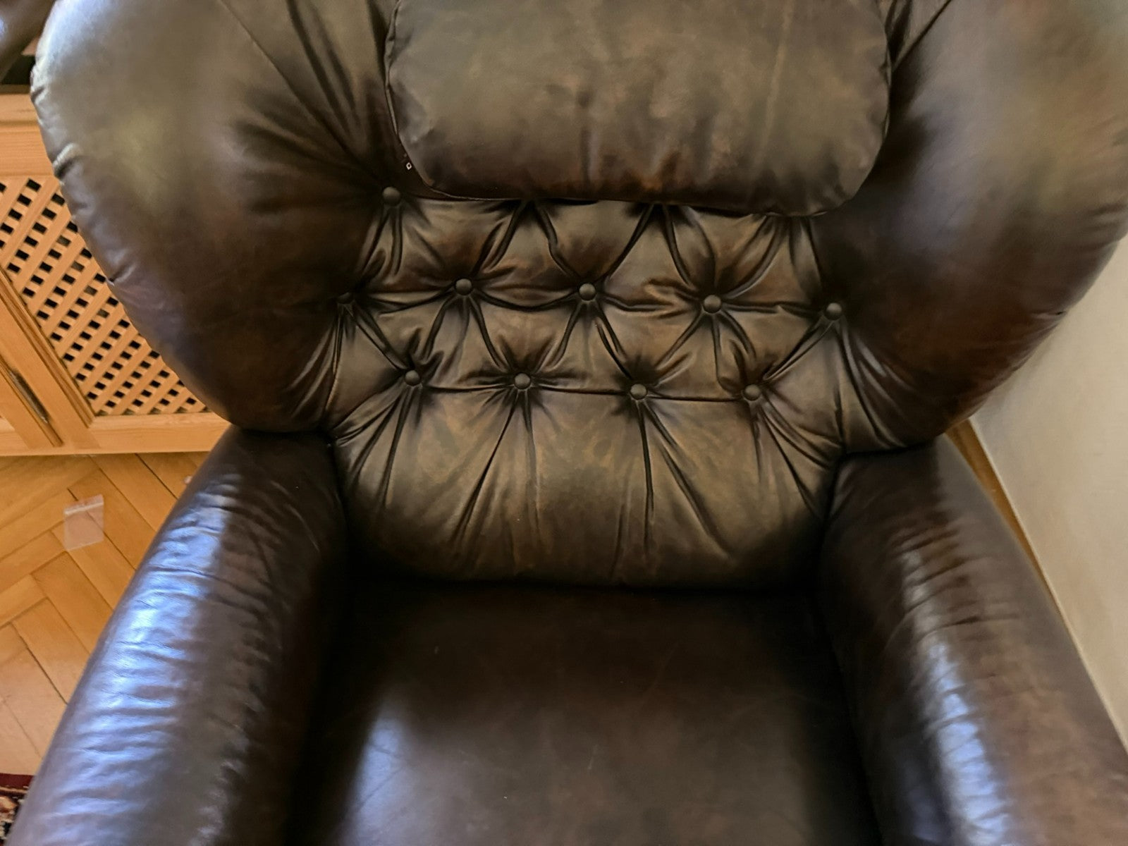 Vintage Ledersessel Sessel massiv aus Leder auf Rollen
