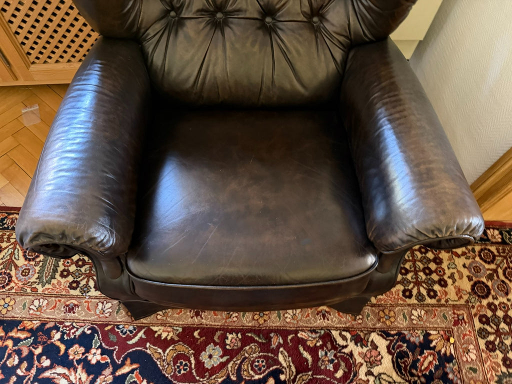 Vintage Ledersessel Sessel massiv aus Leder auf Rollen