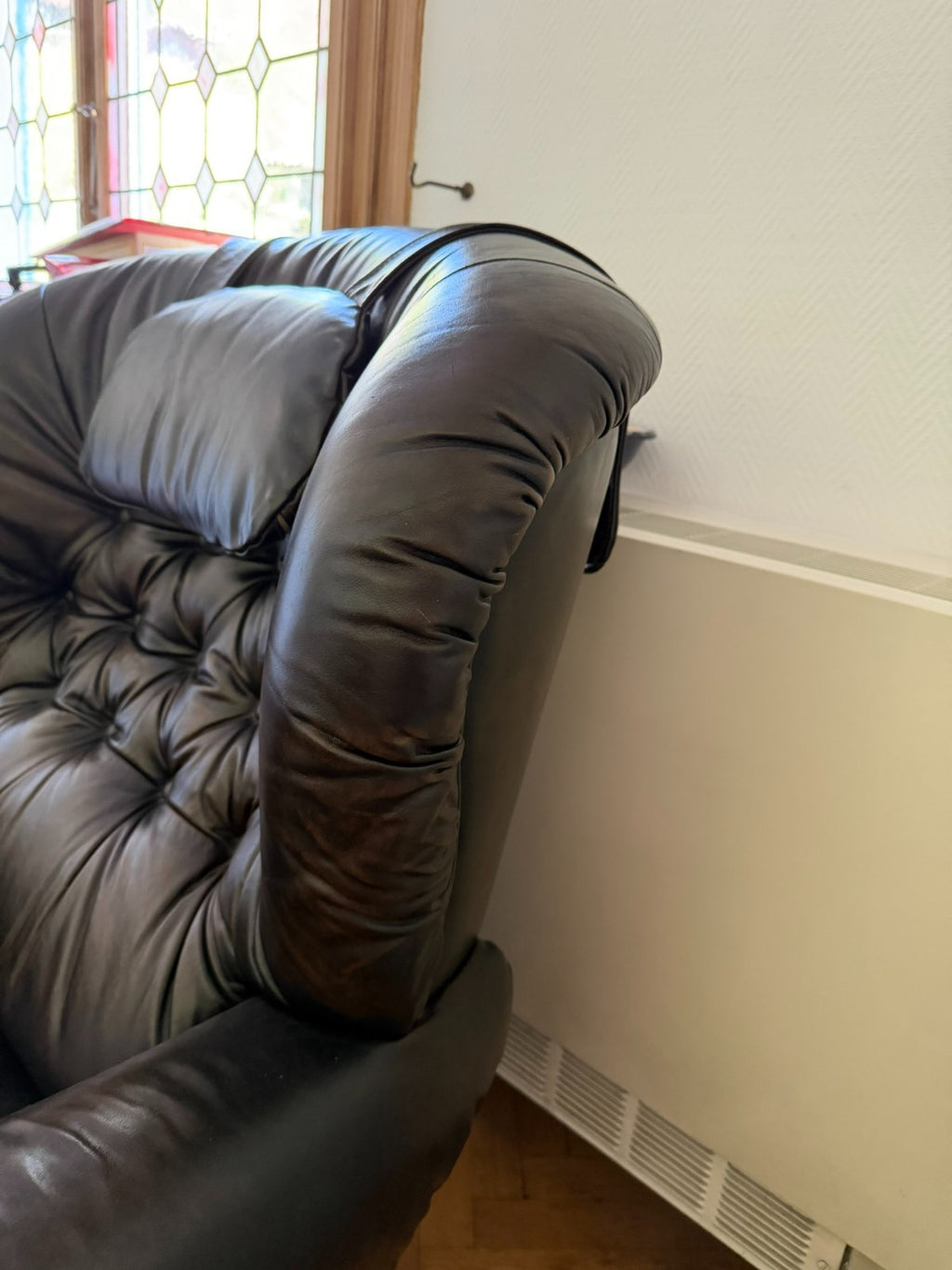 Vintage Ledersessel Sessel massiv aus Leder auf Rollen