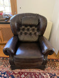 VINTAGE LEDERSESSEL SESSEL MASSIV AUS LEDER AUF ROLLEN