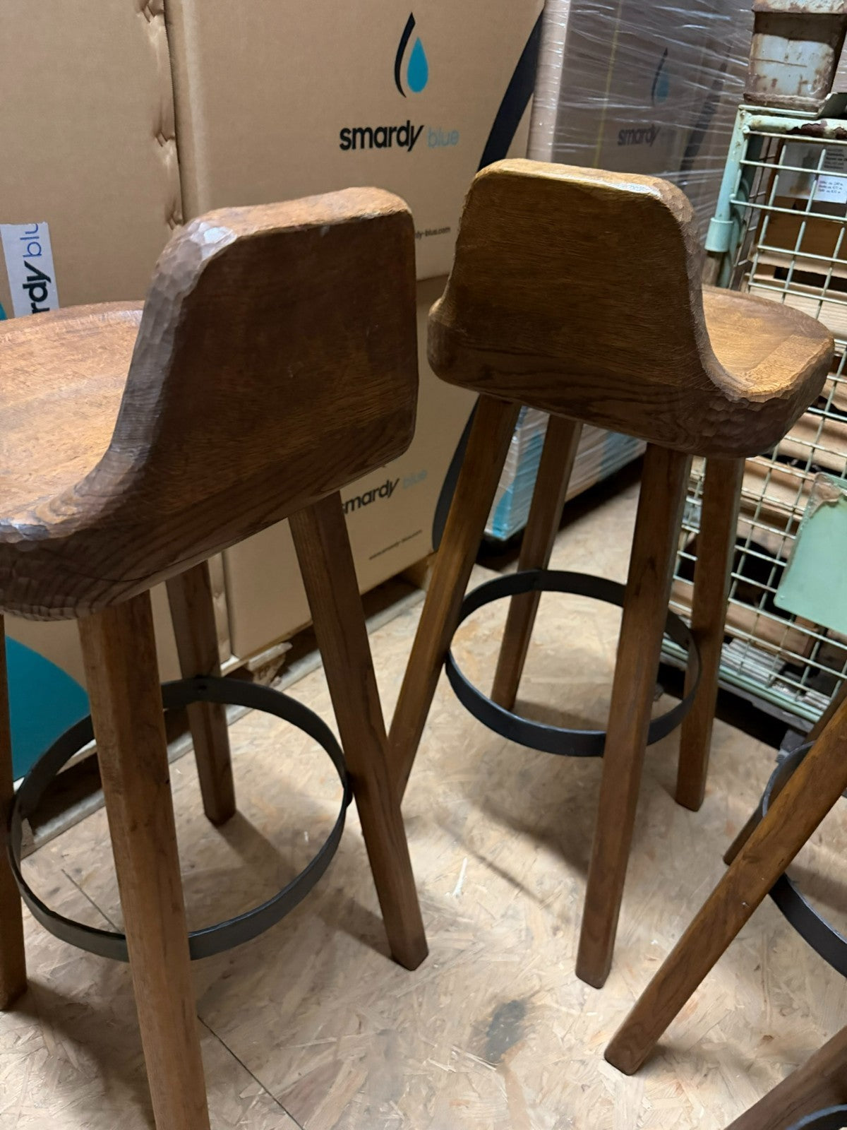 Set massive Barhocker Vintage handgefertigt aus Holz