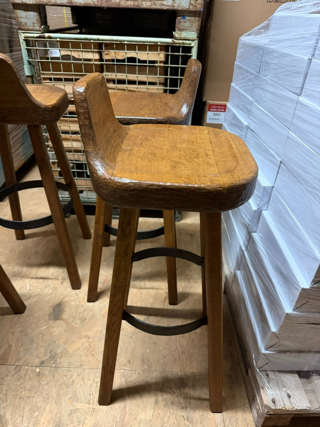 Set massive Barhocker Vintage handgefertigt aus Holz
