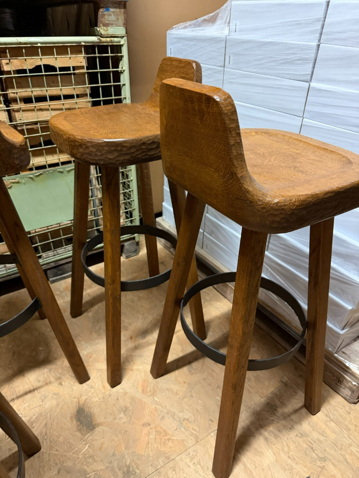 Set massive Barhocker Vintage handgefertigt aus Holz
