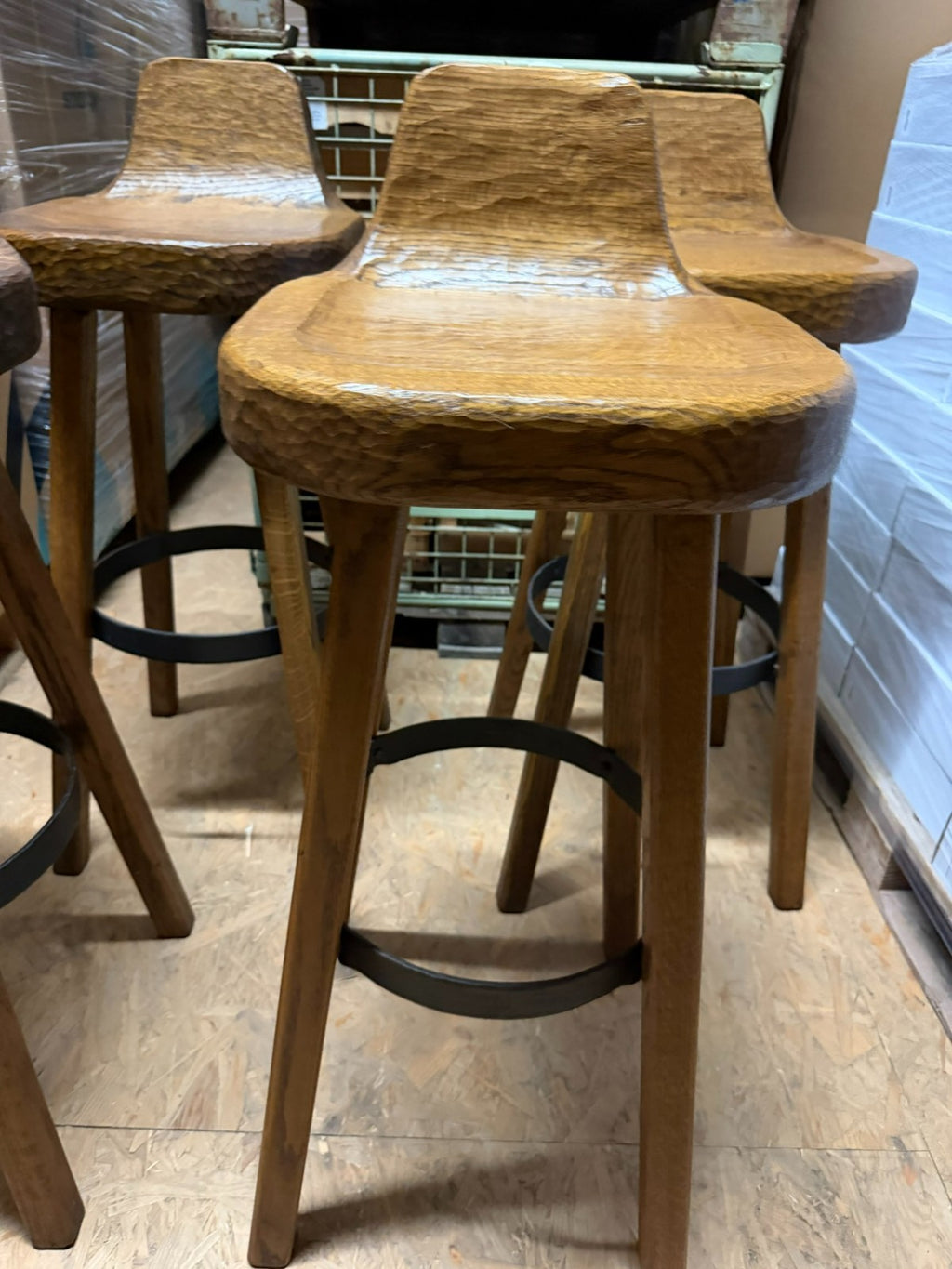 Set massive Barhocker Vintage handgefertigt aus Holz