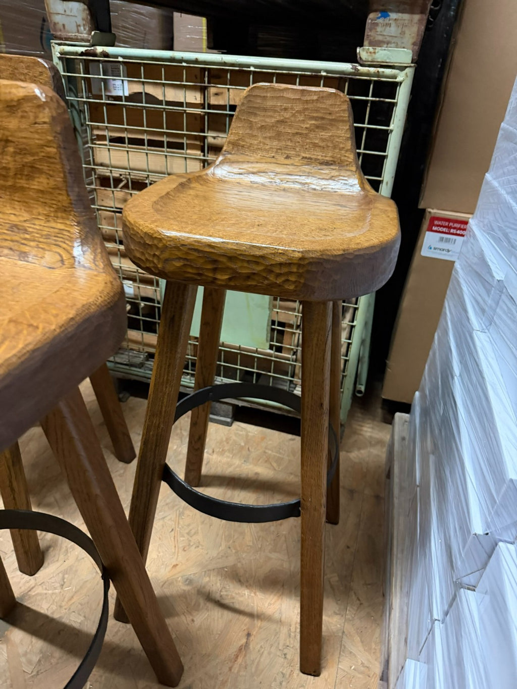 Set massive Barhocker Vintage handgefertigt aus Holz