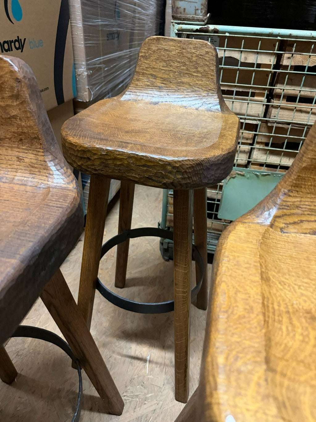Set massive Barhocker Vintage handgefertigt aus Holz