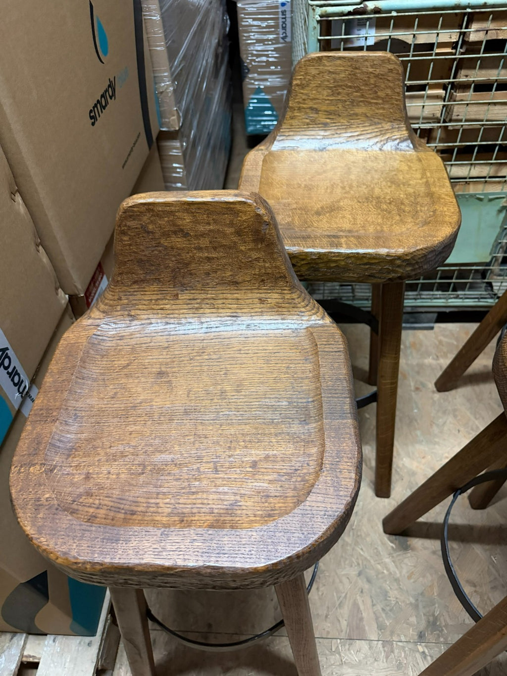Set massive Barhocker Vintage handgefertigt aus Holz