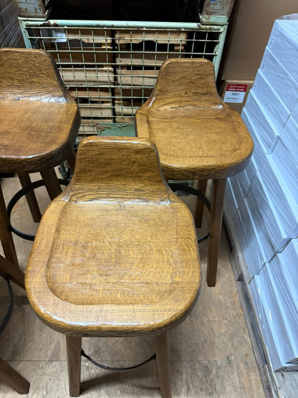 Set massive Barhocker Vintage handgefertigt aus Holz