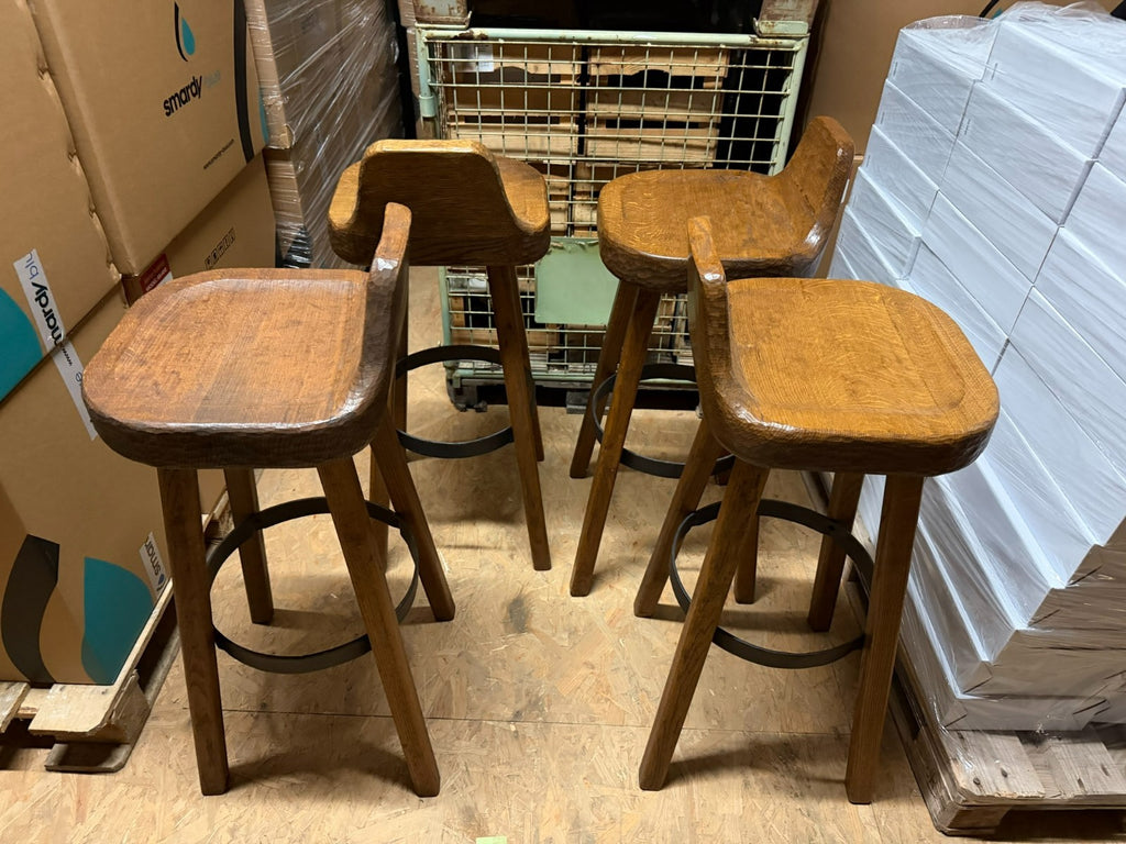 Set massive Barhocker Vintage handgefertigt aus Holz