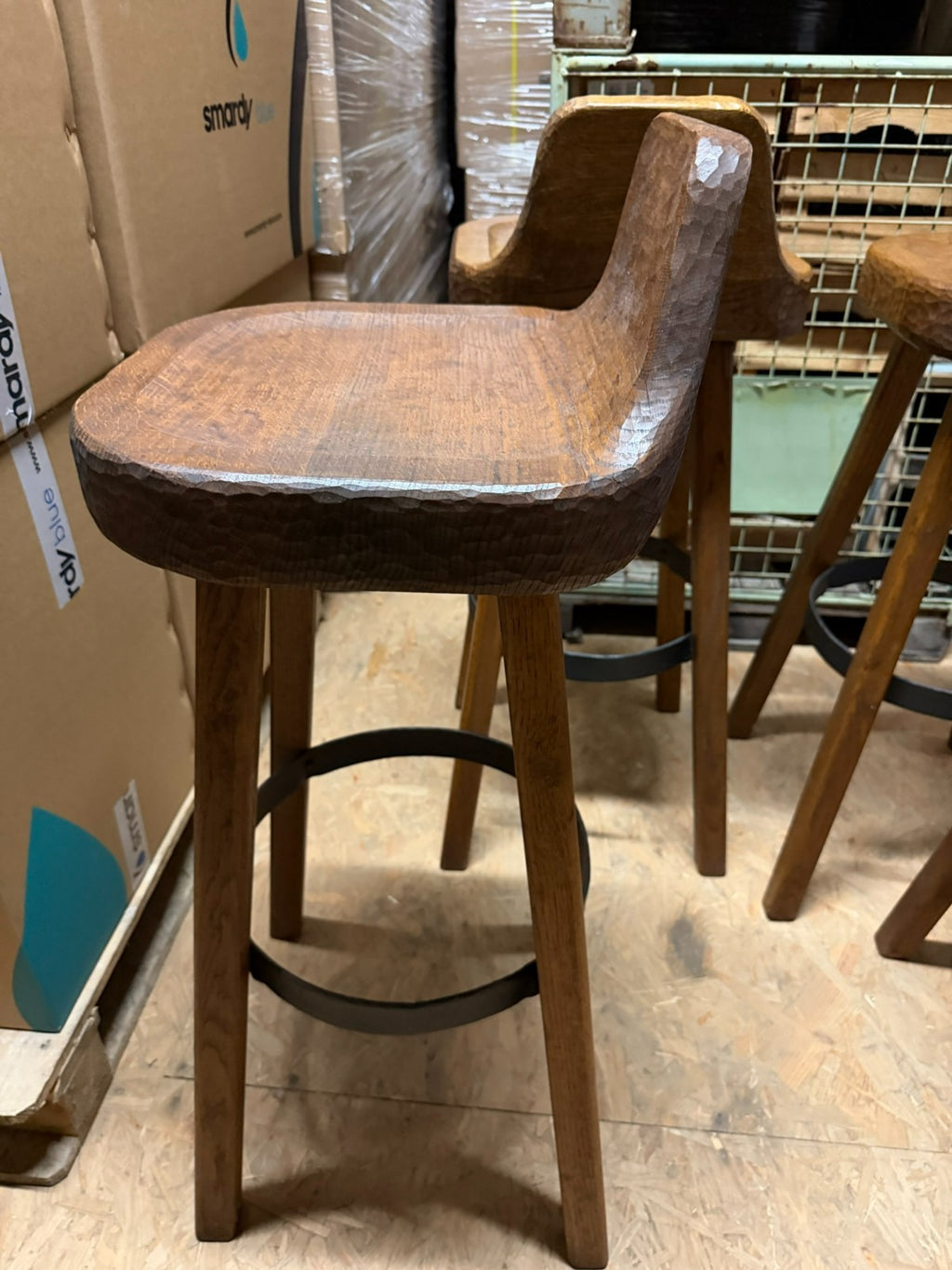 Set massive Barhocker Vintage handgefertigt aus Holz