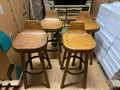 SET MASSIVE BARHOCKER VINTAGE HANDGEFERTIGT AUS HOLZ