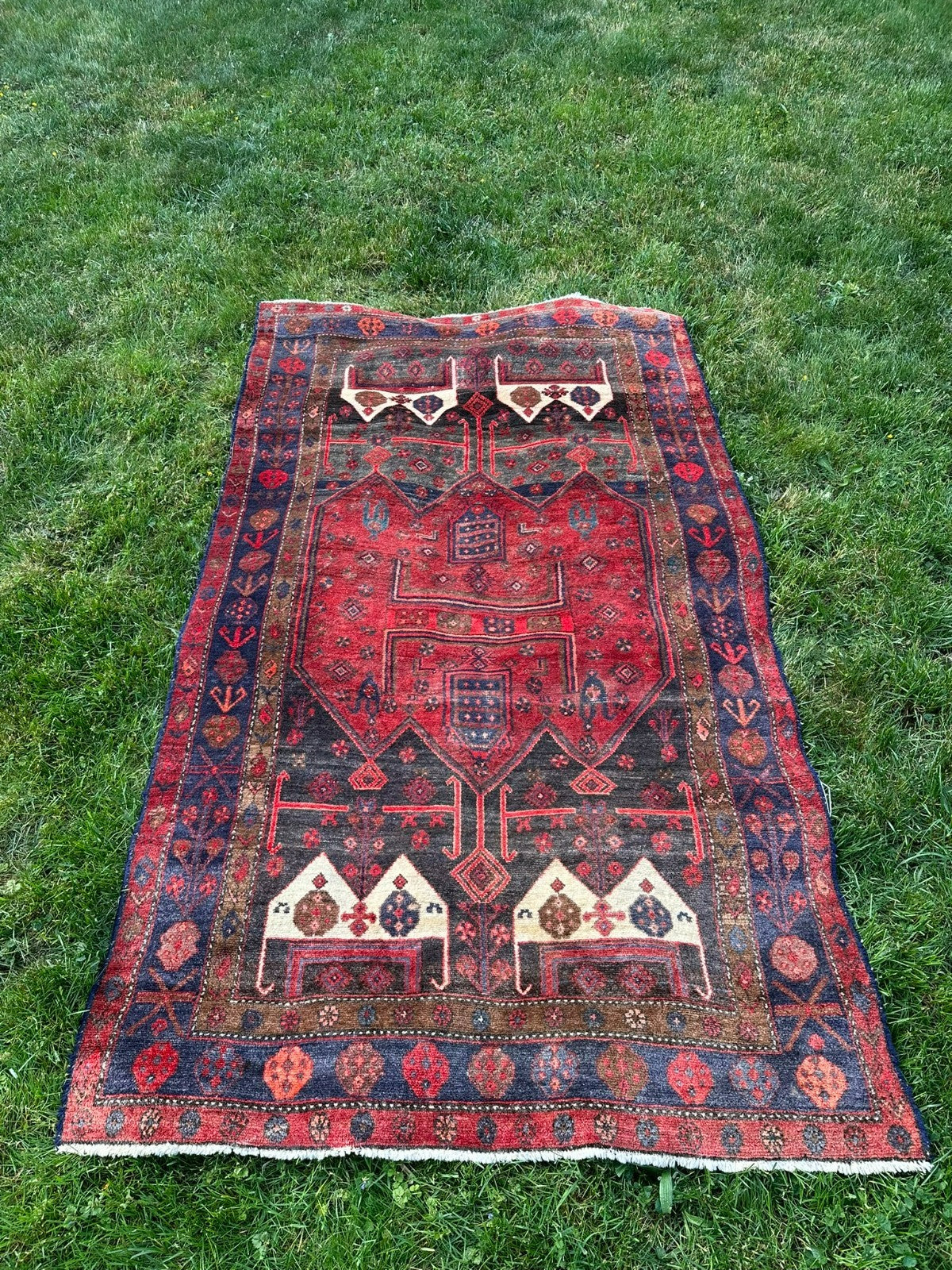 Orientteppich im Stil Hamadan Kurde Nomaden Wolle handgeknüpft 249X139 alt