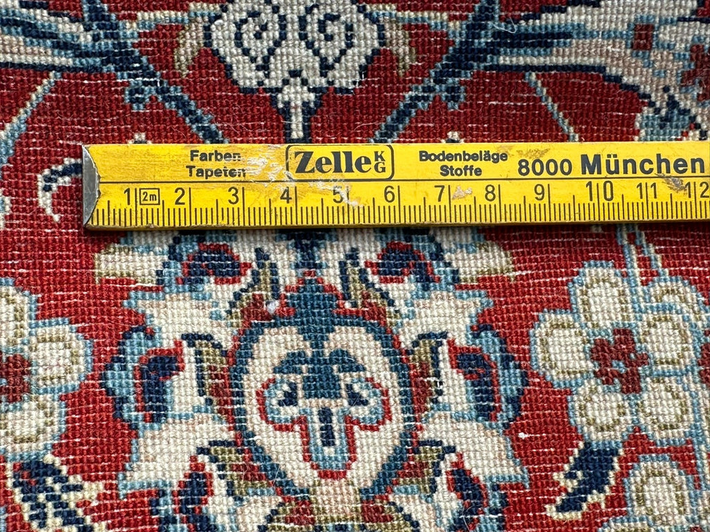 Orientteppich im Stil Nain handgeknüpft Creme/blau Medaillon 231x146cm