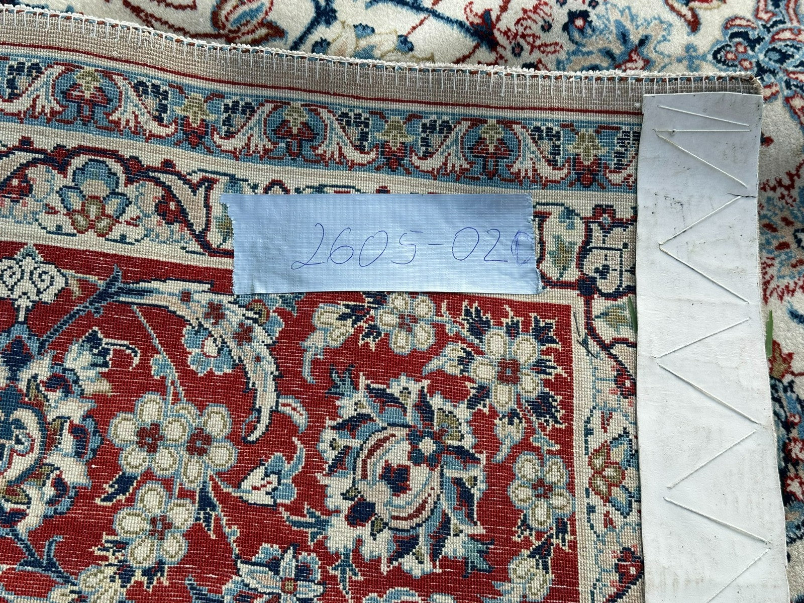 Orientteppich im Stil Nain handgeknüpft Creme/blau Medaillon 231x146cm