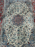 ORIENTTEPPICH IM STIL NAIN HANDGEKNÜPFT CREME/BLAU MEDAILLON 231x146cm