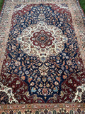 ORIENTTEPPICH IM STIL TÄBRIZ HANDGEKNÜPFT MEDAILLON WOLLE BLAU/ROT 360X234cm