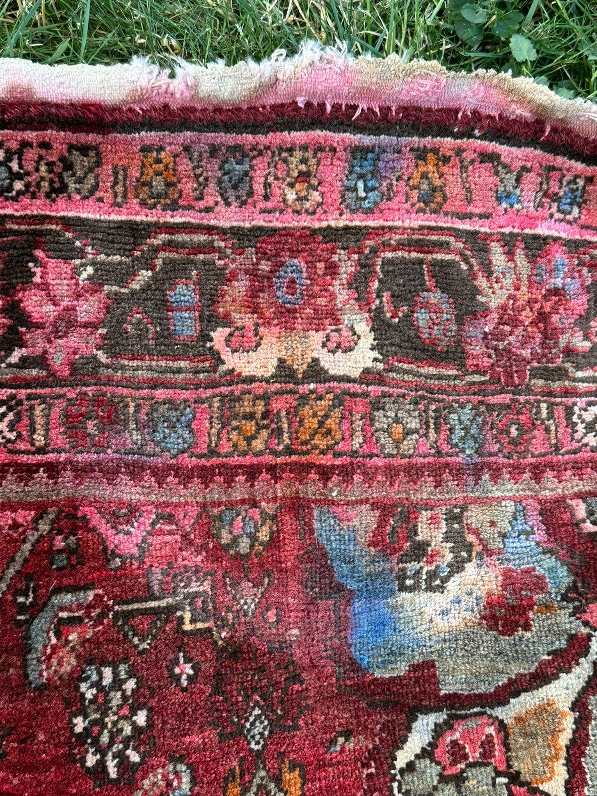 Orientteppich im Hamadan-Stil handgeknüpft Wolle Medaillon rot 157 X 110cm