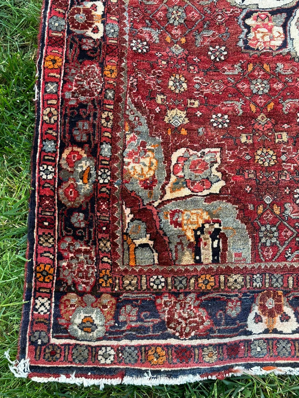 Orientteppich im Hamadan-Stil handgeknüpft Wolle Medaillon rot 157 X 110cm