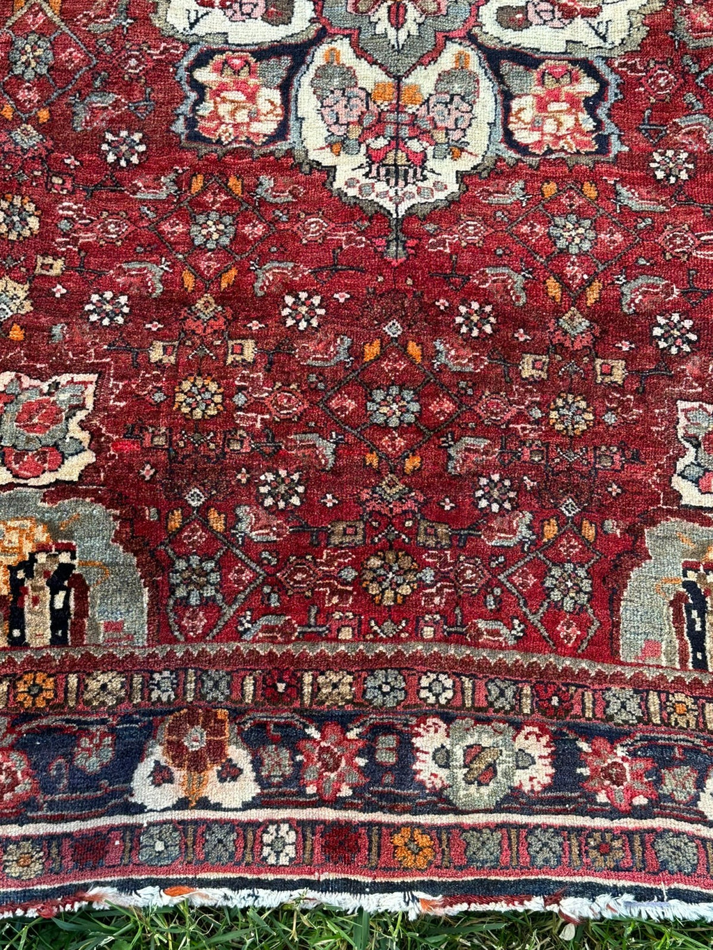 Orientteppich im Hamadan-Stil handgeknüpft Wolle Medaillon rot 157 X 110cm