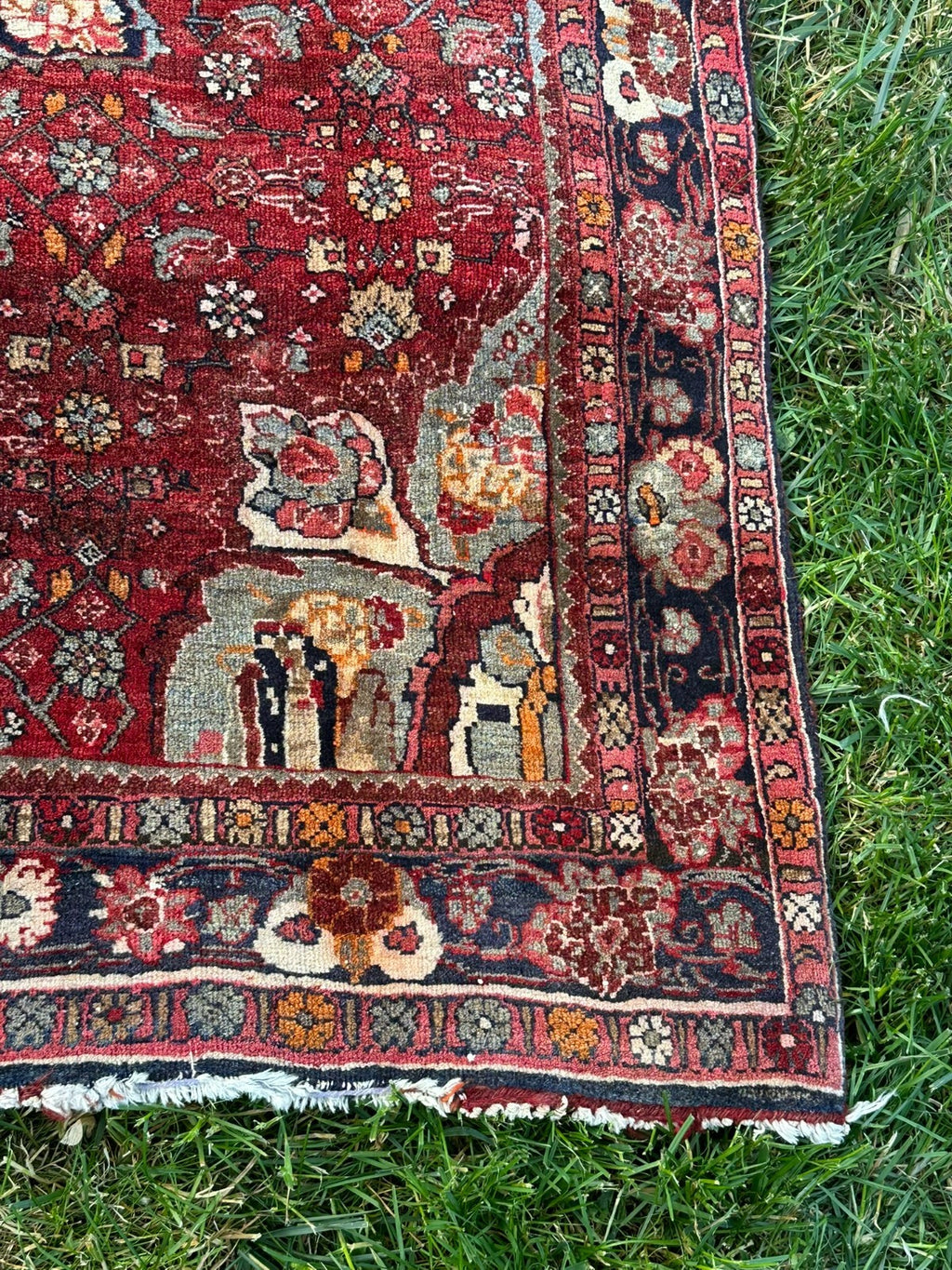 Orientteppich im Hamadan-Stil handgeknüpft Wolle Medaillon rot 157 X 110cm