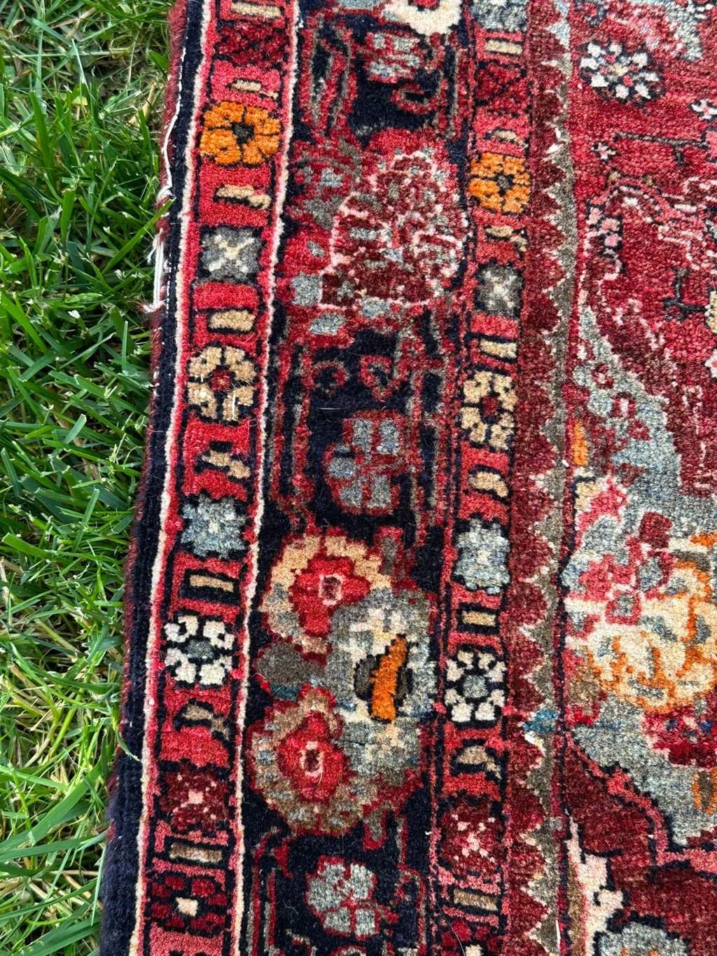 Orientteppich im Hamadan-Stil handgeknüpft Wolle Medaillon rot 157 X 110cm