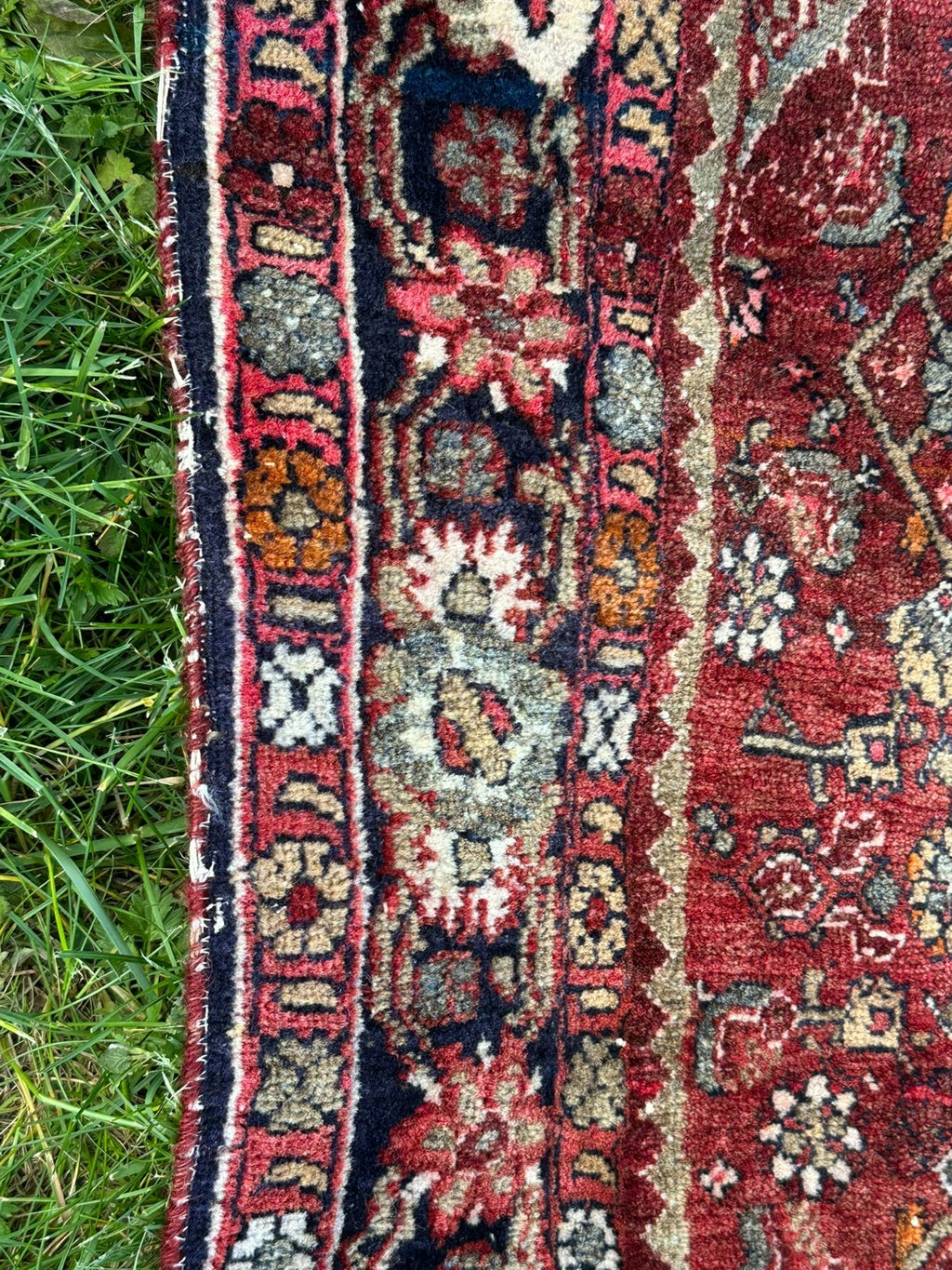 Orientteppich im Hamadan-Stil handgeknüpft Wolle Medaillon rot 157 X 110cm