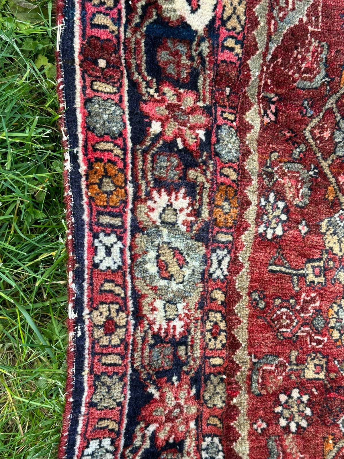 Orientteppich im Hamadan-Stil handgeknüpft Wolle Medaillon rot 157 X 110cm