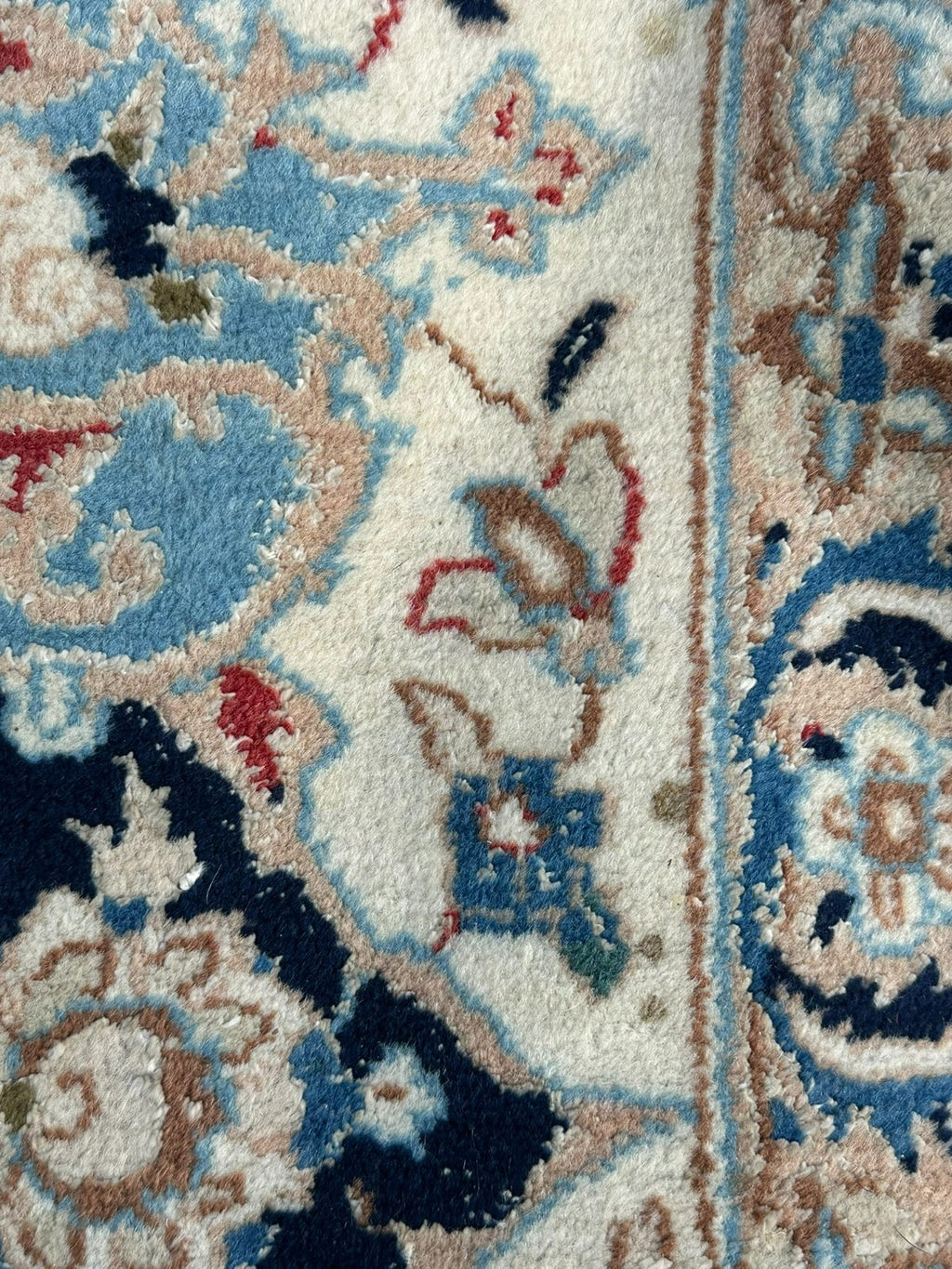 Orientteppich im Stil Nain handgeknüpft Nachtblau Creme 365X257cm Wolle gross