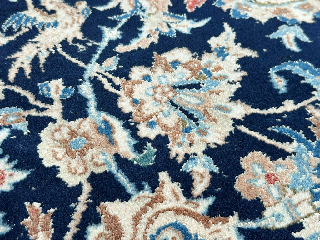 Orientteppich im Stil Nain handgeknüpft Nachtblau Creme 365X257cm Wolle gross