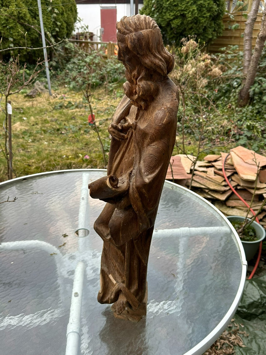 Neo Gotik Heiligenfigur Heiliger mit Buch Eiche handgeschnitzt 75cm 20 tes