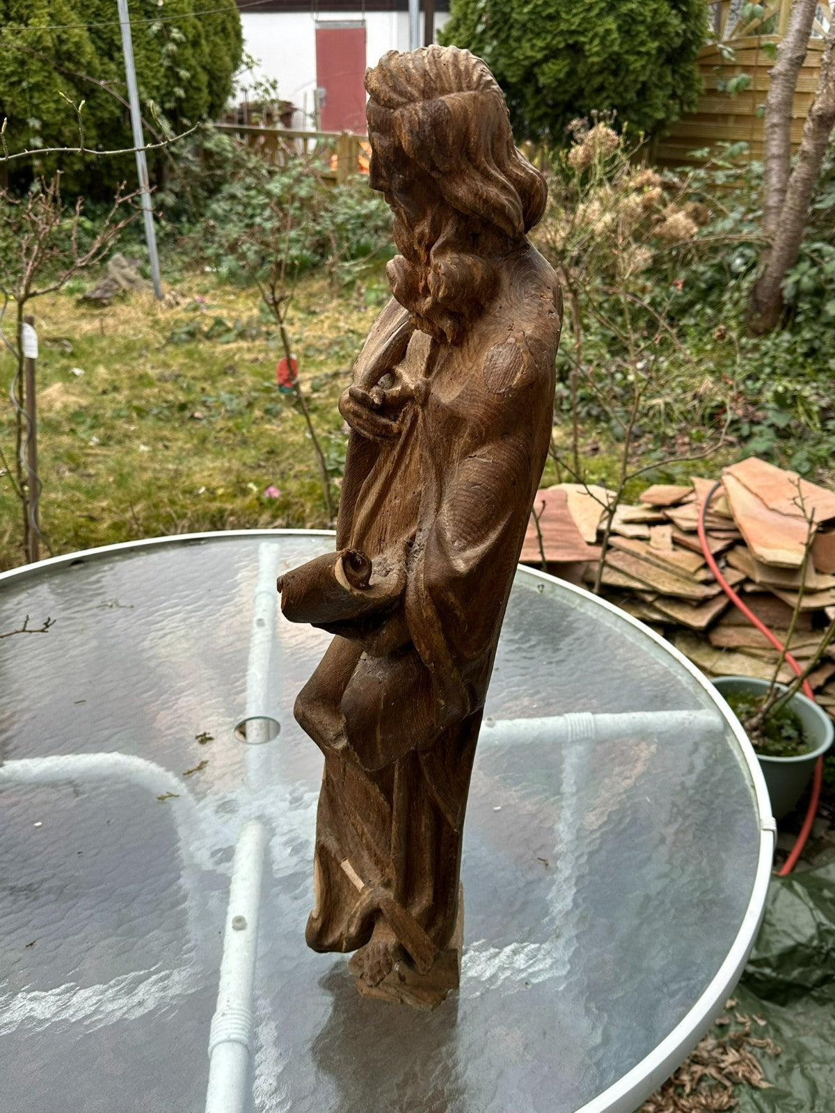 Neo Gotik Heiligenfigur Heiliger mit Buch Eiche handgeschnitzt 75cm 20 tes