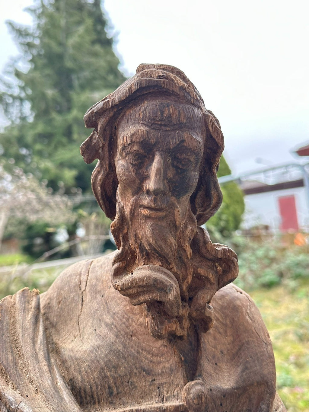 Neo Gotik Heiligenfigur Heiliger mit Buch Eiche handgeschnitzt 75cm 20 tes