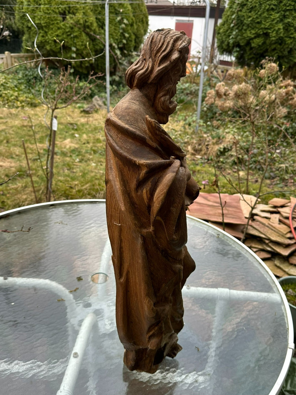 Neo Gotik Heiligenfigur Heiliger mit Buch Eiche handgeschnitzt 75cm 20 tes