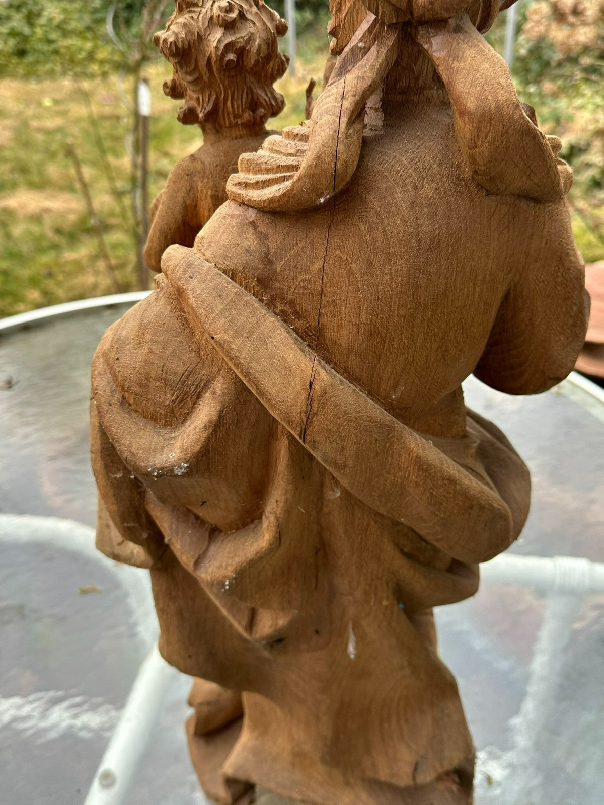Neo Gotik Heiligenfigur Madonna mit Jesus Kind handgeschnitzt 68cm 20 tes