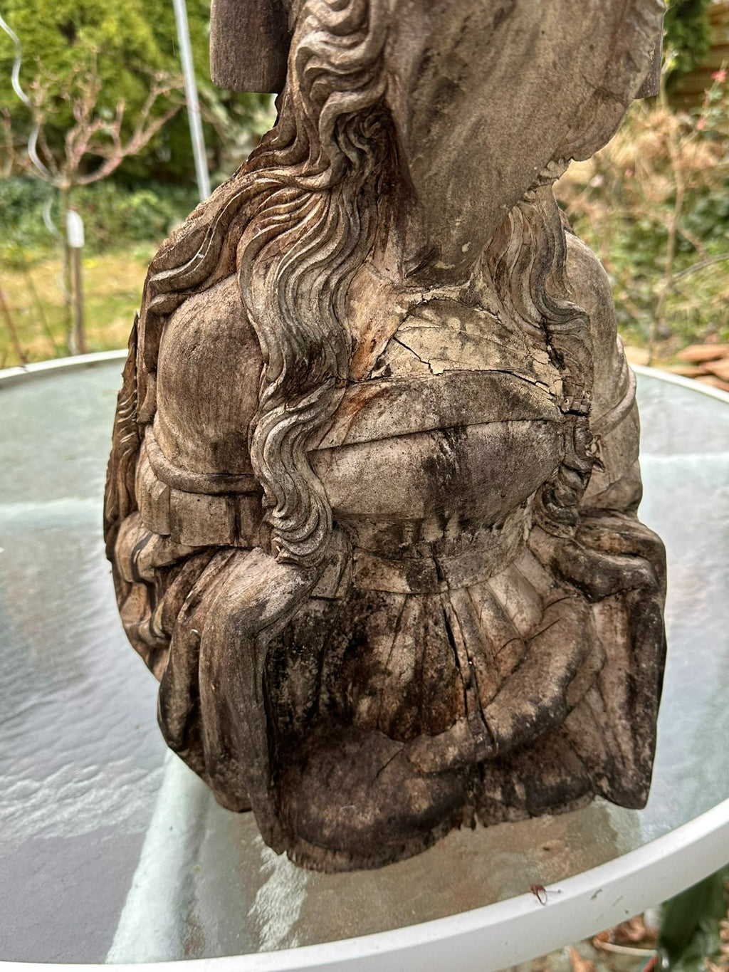 Neo Renaissance Figur Skulptur Weichholz Wappen handgeschnitzt 54cm 20 tes