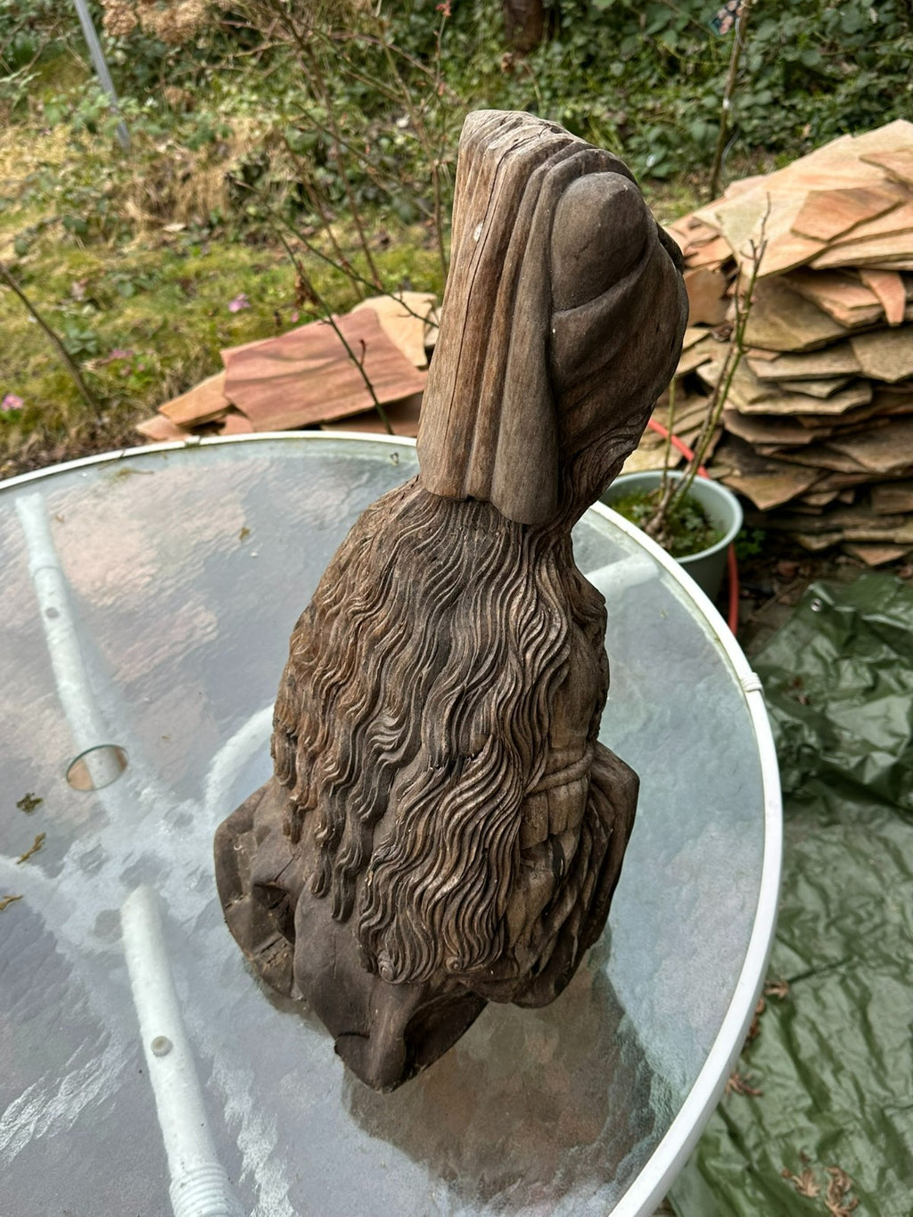 Neo Renaissance Figur Skulptur Weichholz Wappen handgeschnitzt 54cm 20 tes