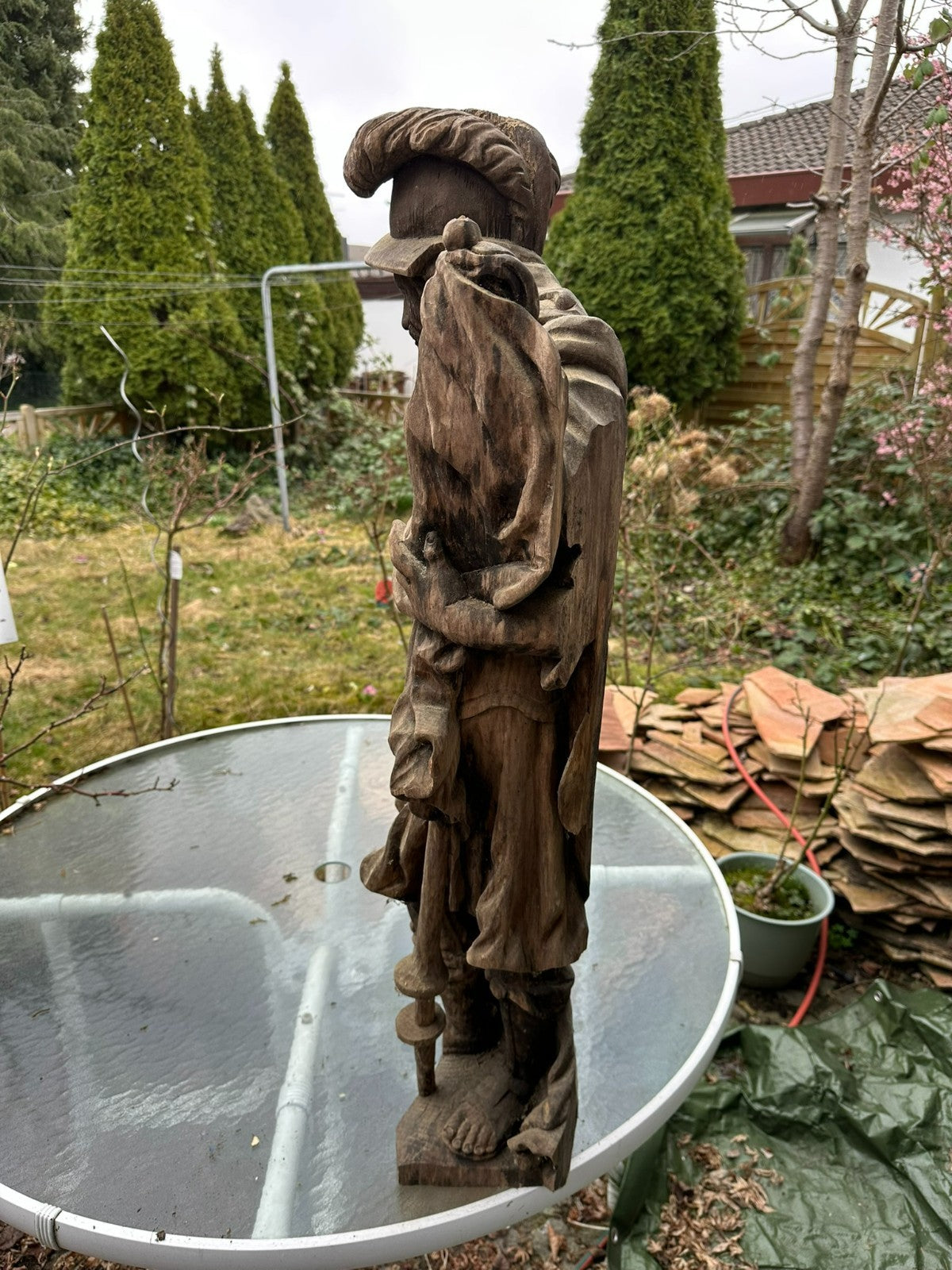 Neo Barock Heiligenfigur Heiliger Florian handgeschnitzt 96cm 20 tes