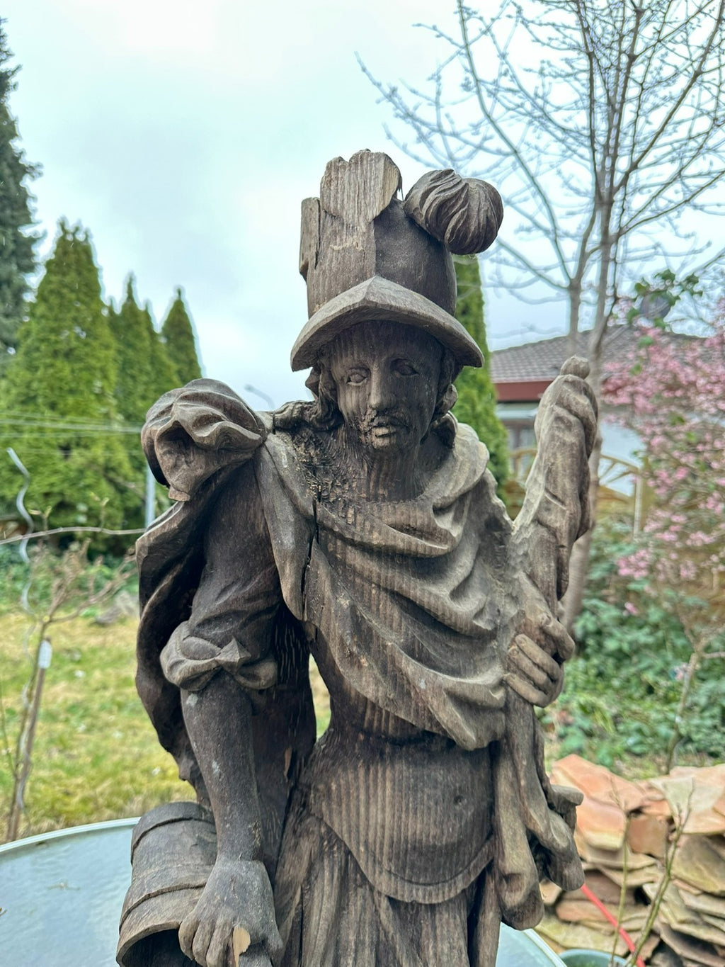 Neo Barock Heiligenfigur Heiliger Florian handgeschnitzt 96cm 20 tes