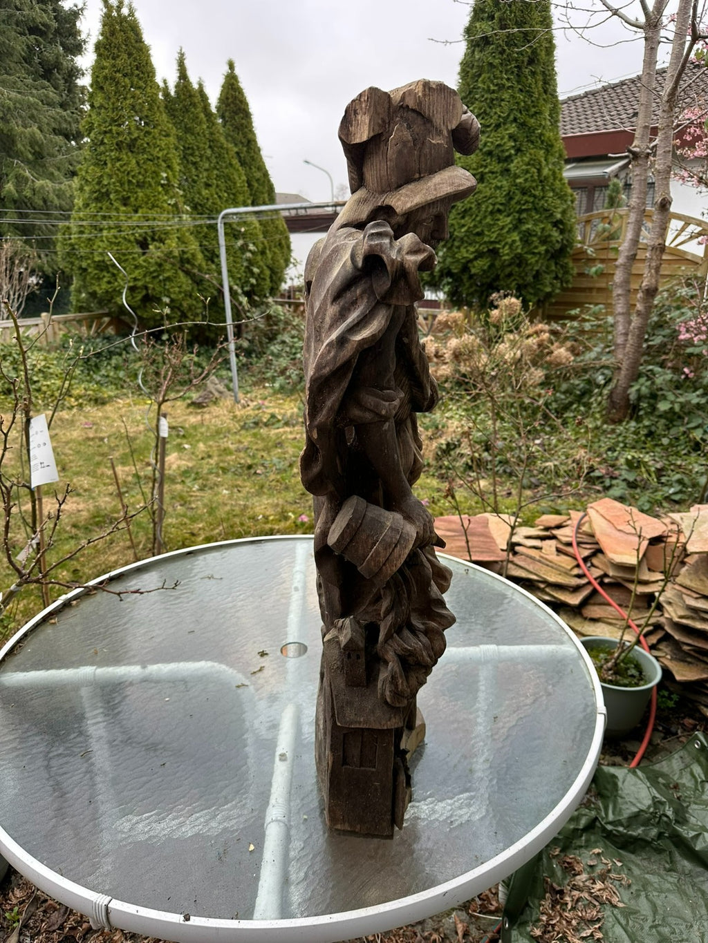 Neo Barock Heiligenfigur Heiliger Florian handgeschnitzt 96cm 20 tes