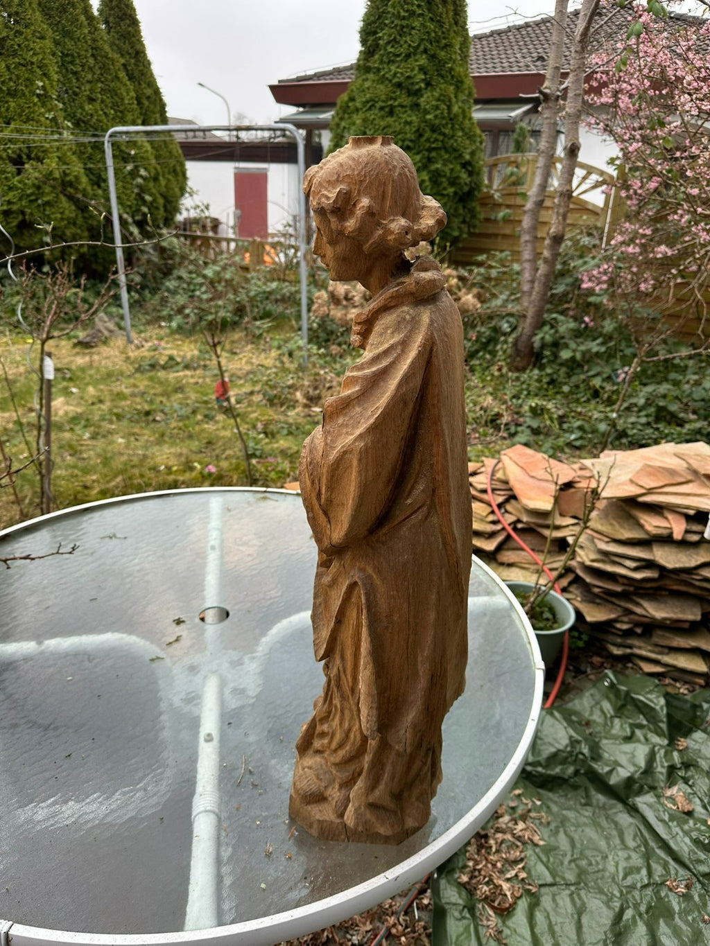 Neo Gotik Heiligenfigur Eiche handgeschnitzt 80cm 20 tes