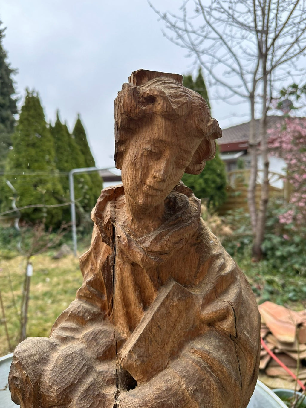 Neo Gotik Heiligenfigur Eiche handgeschnitzt 80cm 20 tes