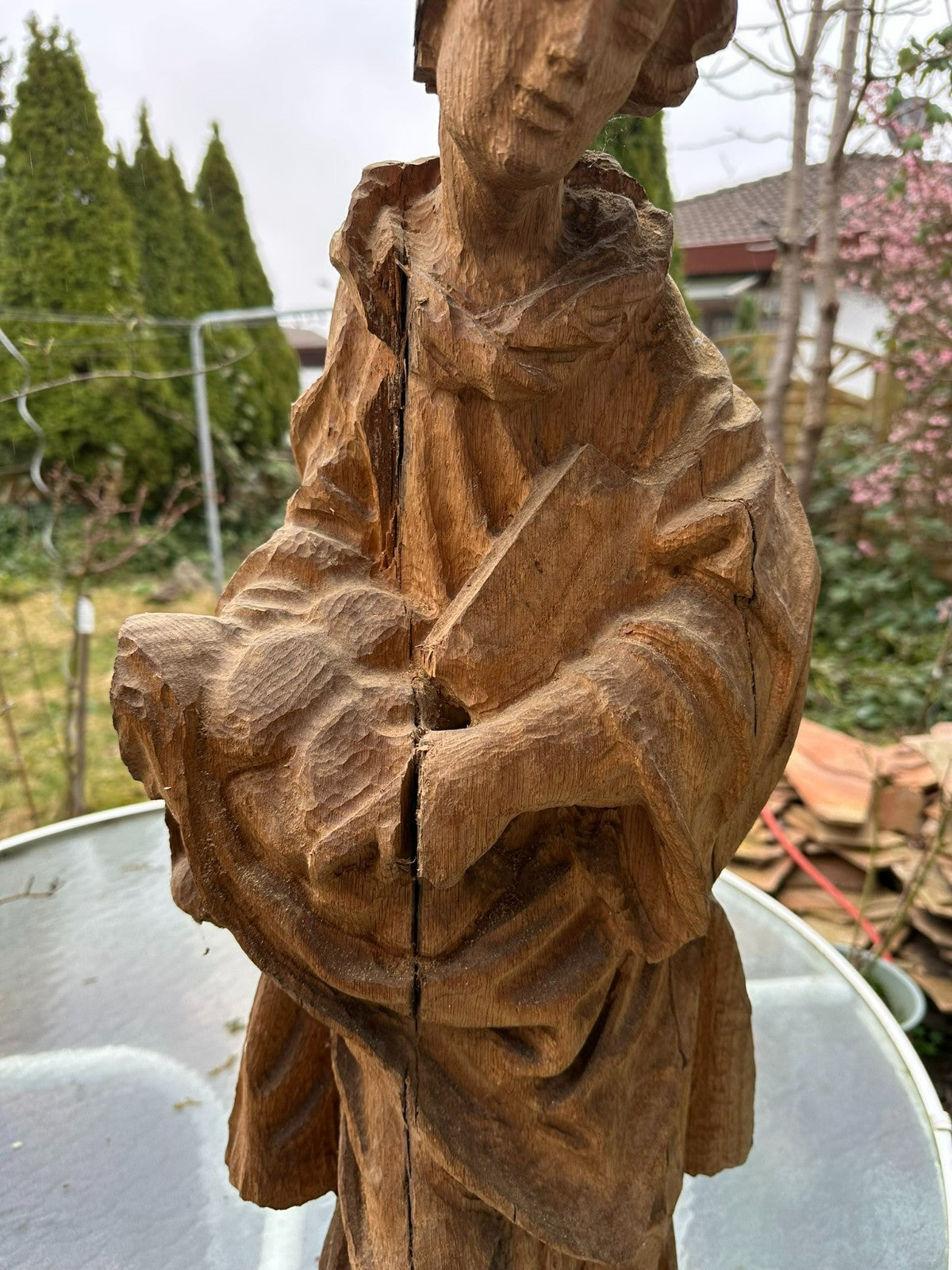 Neo Gotik Heiligenfigur Eiche handgeschnitzt 80cm 20 tes