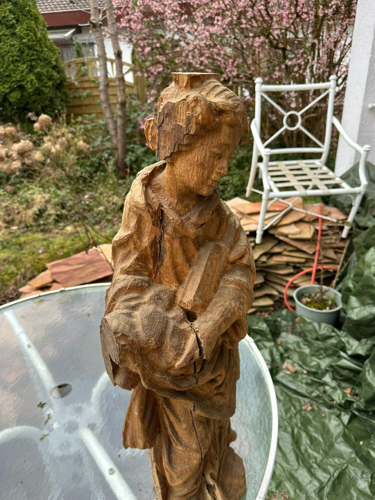 Neo Gotik Heiligenfigur Eiche handgeschnitzt 80cm 20 tes