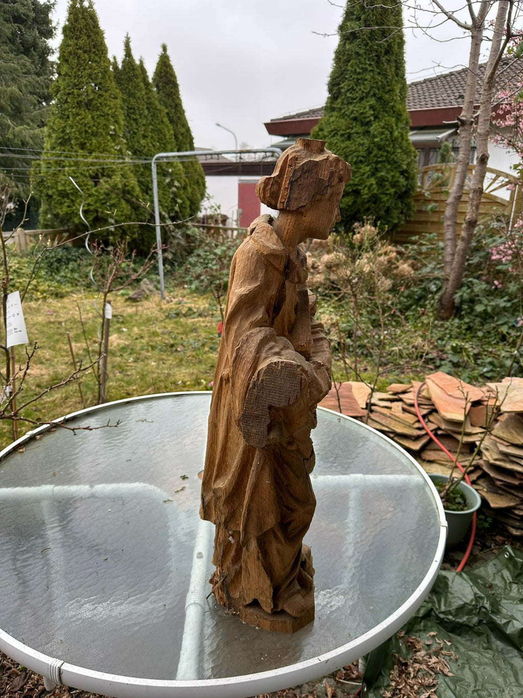 Neo Gotik Heiligenfigur Eiche handgeschnitzt 80cm 20 tes