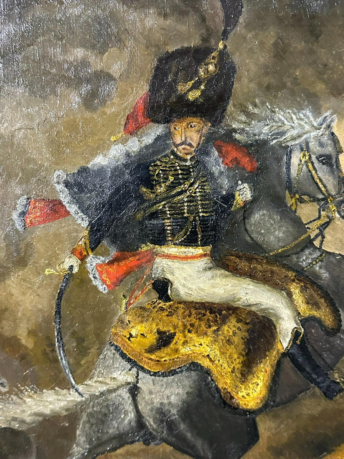 Ölgemälde Reiter Soldat auf Pferd