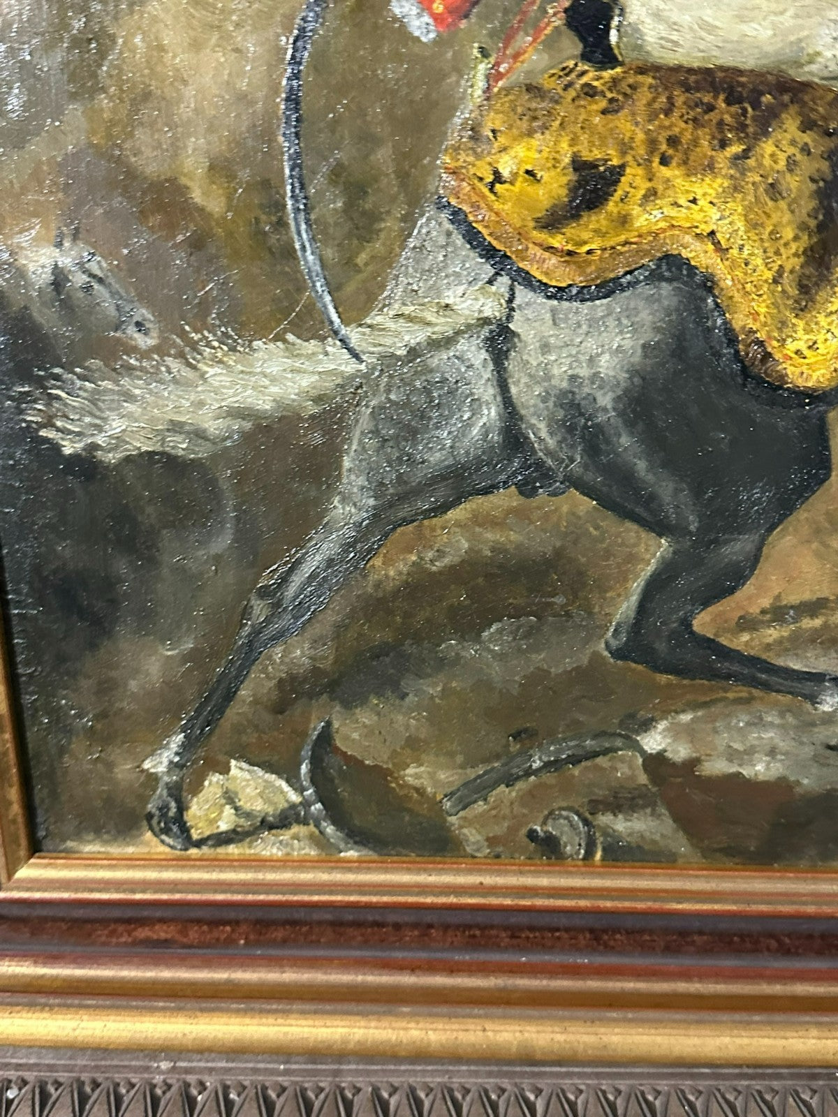 Ölgemälde Reiter Soldat auf Pferd