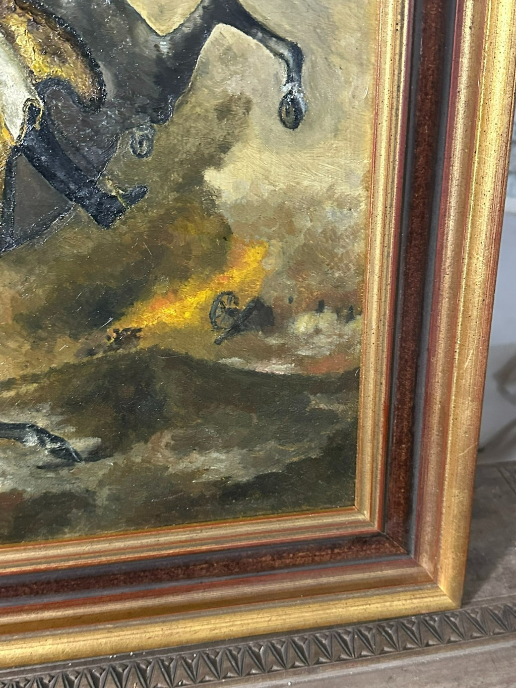 Ölgemälde Reiter Soldat auf Pferd